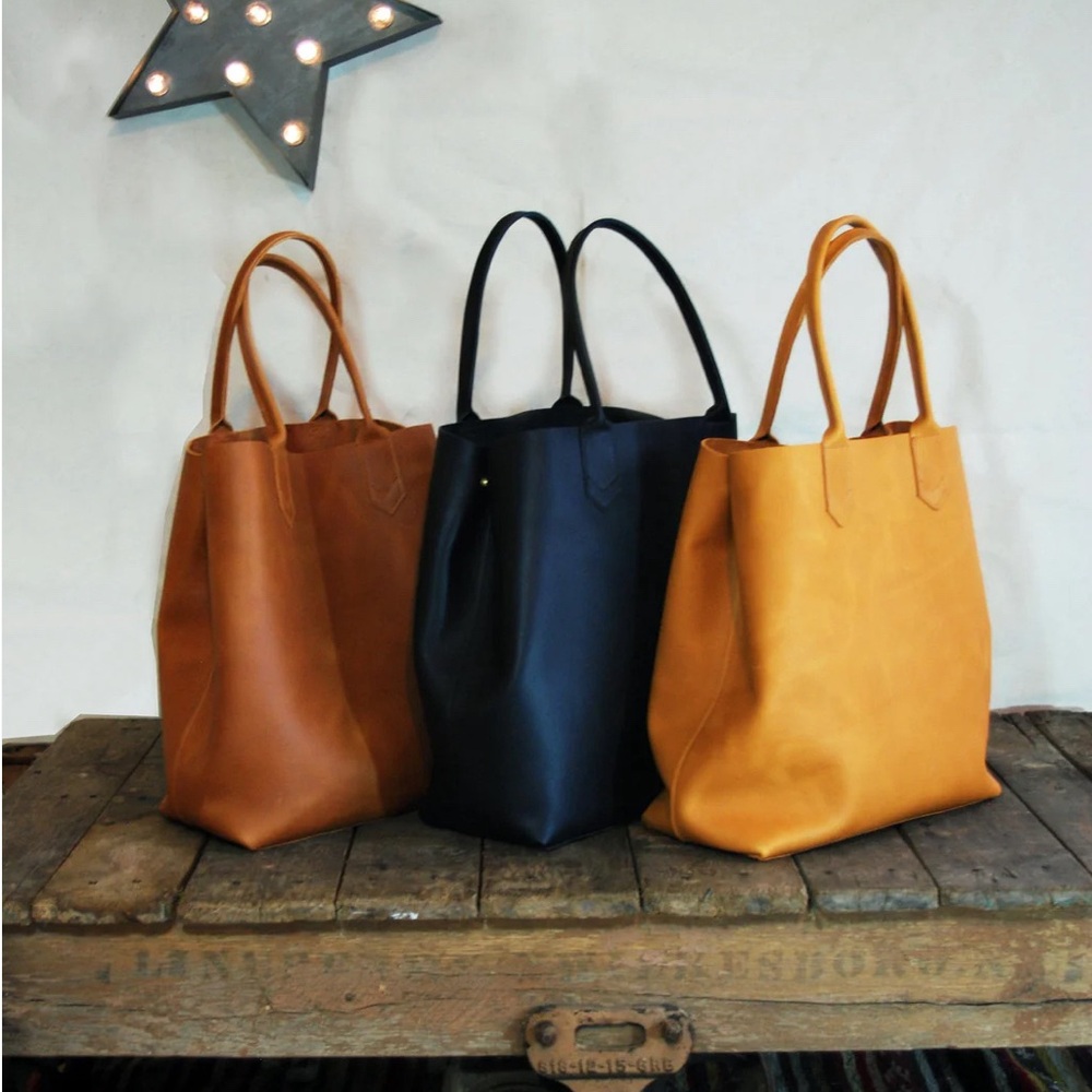 Large Leather Tote Bubo Handmade - Picture 3 of 5